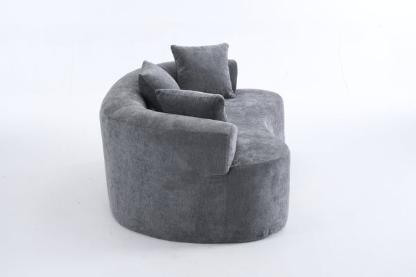English Elm Crescent-shaped Chenille Loveseat Low Profile Curved Sofa for Modern Living Rooms Grey W5188P450353