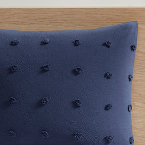 JLA Home Urban Habitat - Cotton Brooklyn Jacquard Comforter Set with Tufted Chenille Dots, OEKO-TEX, Hypoallergenic Fill Navy UH10-2263
