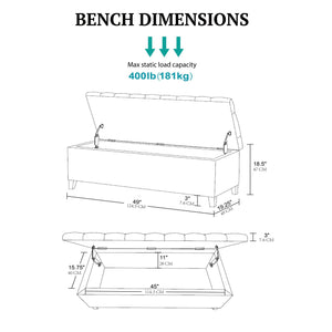 JLA Home Madison Park - Tufted Upholstered Storage Bench with Button-Tufted Lid, Spring-Assisted Hinges & Solid Wood Legs MP105-1268