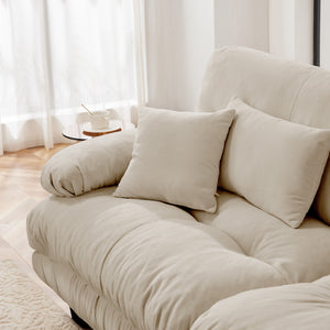 English Elm Cloud Couch 2-Seater Sofa In Light Coffee - Vintage Chenille Loveseat With Supportive Pillows & Style W714S01025