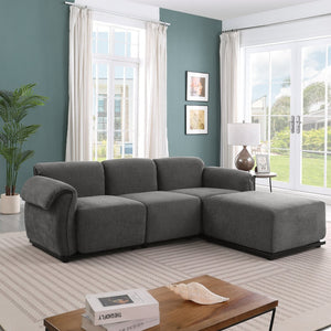 English Elm 102 Inch Linen Modular Sectional Sofa with Hidden Storage and Cloud Cushion Comfort Gray W1099S00199