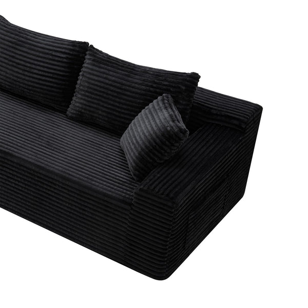 English Elm 106.3" Jumbo Corduroy L-shaped Sectional Deep Seat Sofa No Assembly Modern Living W5515S00038