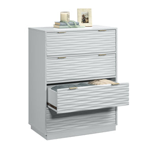 English Elm 4-Drawer Chest In Sleek White Finish With Gold-Tone Accents – Stylish Storage For Any Room! B356P402713