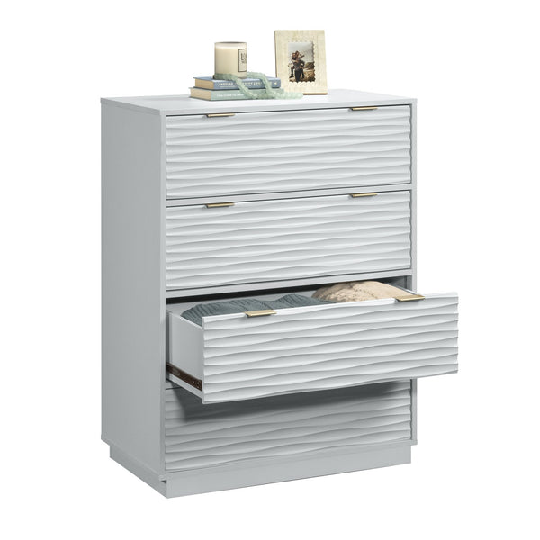 English Elm 4-Drawer Chest In Sleek White Finish With Gold-Tone Accents – Stylish Storage For Any Room! B356P402713