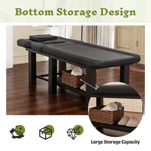 English Elm Spa Salon Massage Table Steel Frame Pu Leather Adjustable Backrest Bottom Shelf Storage W1422P382933