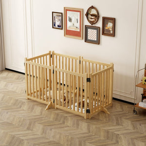 English Elm (6 Panel) Freestanding Wood Pet Gate Accordion Folding Indoor Dog Fence 31 Inch W2641P336052