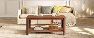 English Elm Arc Corner Oak Coffee Table with Open Shelf Wave Grain Legs Modern Living Room Accent W5563P449954