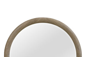 English Elm English Knotty Oak Round Wall Mirror with Natural Grain Detail for Entryway or Bedroom B2699P437955