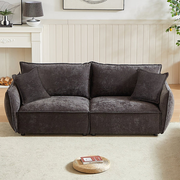 English Elm MH88" Convertible sleeper sofa with chenille upholstery, plush padded seats, rolled arms, 2 pillows Black W1193S00106
