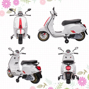 English Elm Qaba Vespa Licensed Retro Ride on Electric Motorbike for Toddlers with Fm Radio White W2225P229330