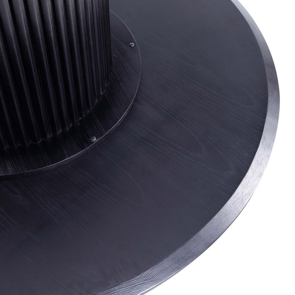 English Elm Hathaway 59" Round Dining Table - Stylish Black Wood Centerpiece With Ribbed Base For Modern Homes B365S00096