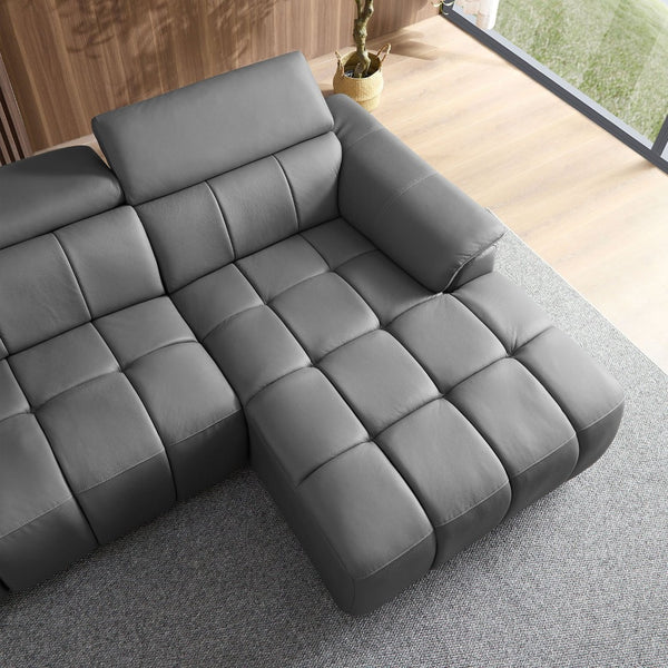 English Elm Wall-Hugger Reclining Sofa - Modern Electric Leather L-Shaped Couch With Usb, Headrest & Footrest W2582S00176-GIGA