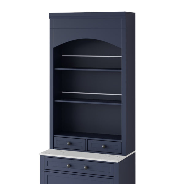 English Elm Topmax 83.7" Blue Kitchen Pantry With Faux Marble Top, 5 Drawers, Adjustable Shelf N717P221575C-GIGA