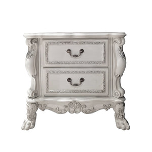English Elm 2-Drawer Poplar Wood Nightstand Bone White Finish — Hand-Rubbed Layers, Carved Details, Ample Storage for Master Bedroom B016P261565