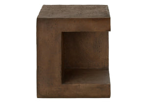 English Elm Accent Table Square Concrete-look Walnut Finish Open Shelf Modern Indoor Outdoor Side B2710P461690
