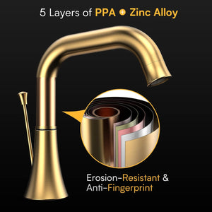 English Elm Bathroom Faucet 3 Hole - Elegant Brushed Gold 2-Handle Widespread Faucet With Pop-Up Drain Assembly T3177P277510