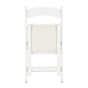 English Elm Upholstered solid wood folding chair with plush PU cushion, space-saving portable seating for events/home gatherings Beige+White W495P193649