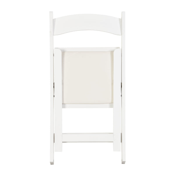 English Elm Upholstered solid wood folding chair with plush PU cushion, space-saving portable seating for events/home gatherings Beige+White W495P193649