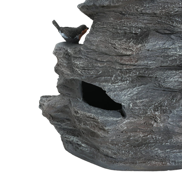 English Elm Christopher Knight Home® - 4-Tiered Concrete Waterfall Fountain with LED Glow, Weather-Resistant Outdoor Garden Accent, Soothing Ambiance N765P324559G
