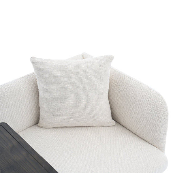 English Elm Leisure Linen Accent Chair with Built-in Side Table Pockets and Lumbar Pillow Modern Beige W395P453307
