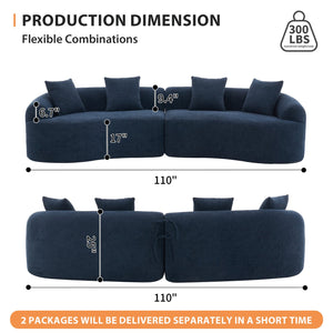 English Elm Compression Compression Sponge Sofa Curved Modular Sectional with 30D High-Density Chenille Sleeper for Cozy Apartment Living Room Comfort and Safe Rounded Design Antique Blue W2231S00019