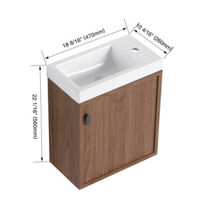 English Elm 18.5" Wall-Mounted Bathroom Vanity With Resin Sink, Soft-Close Door & Stylish Natural Walnut Finish W1972P362141