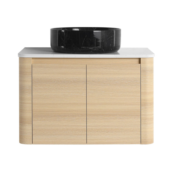 English Elm 30'' Wall-Mounted Bathroom Vanity With Soft-Close Doors, Ceramic Sink & Plywood Frame For Modern Spaces W999S00466
