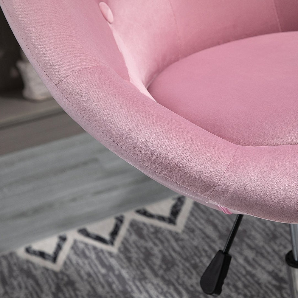 English Elm Homcom Tufted Velvet Swivel Vanity Chair Adjustable Height Chrome Base Bedroom W2225P217433