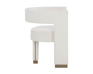 Sunpan Adamina Dining Armchair - Rhea Light Barley, Stylish Gold Stainless Steel Legs, Contemporary Design