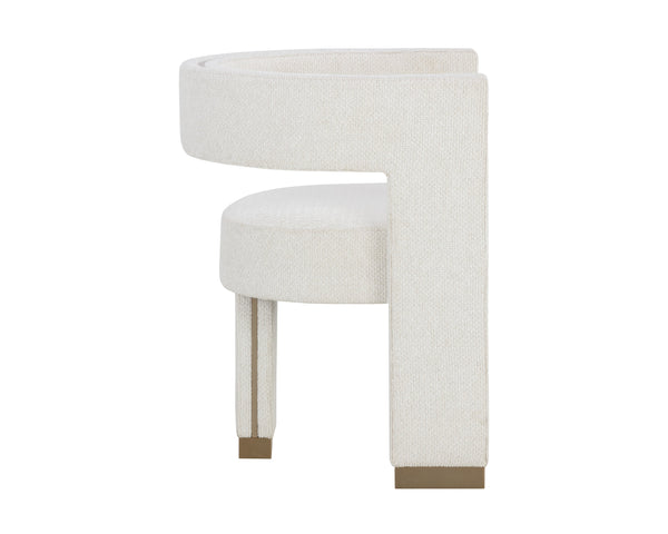 Sunpan Adamina Dining Armchair - Rhea Light Barley, Stylish Gold Stainless Steel Legs, Contemporary Design
