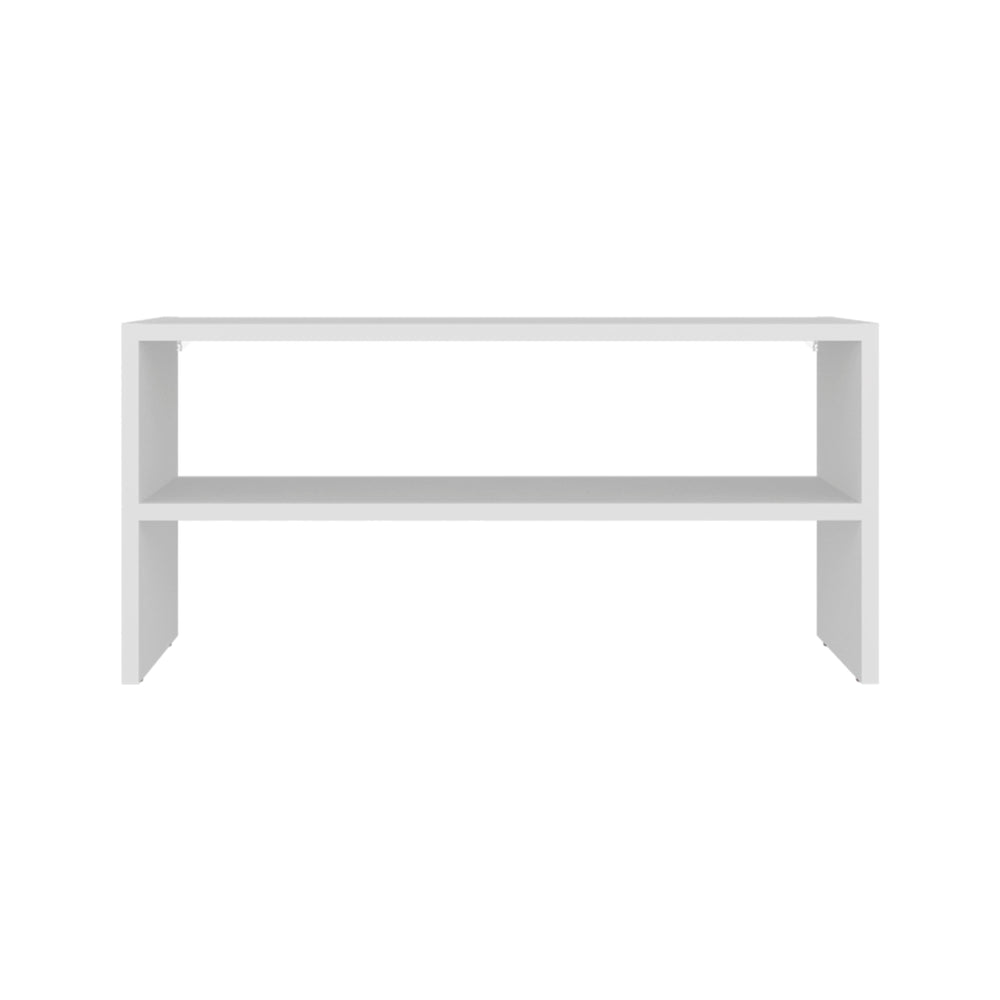 English Elm White Low-Profile 2-Shelf Shoe Rack Organizer for Hallway, Closet or Bedroom — Durable White Finish, Space-Saving Design (28.3" W x 13.7" H) B062P380077