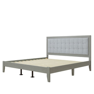 English Elm Christopher Knight Home® - Solid Wood Platform Bed With Upholstered Tufted Headboard - Mid-Century Style, Durable Support & Comfort N758P197693G