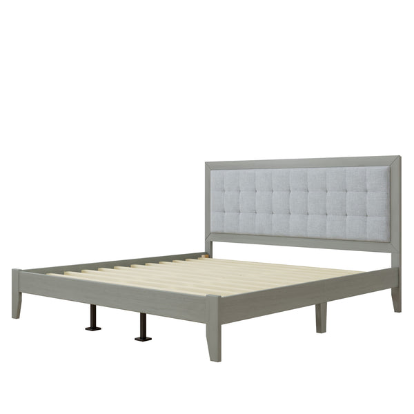 English Elm Christopher Knight Home® - Solid Wood Platform Bed With Upholstered Tufted Headboard - Mid-Century Style, Durable Support & Comfort N758P197693G