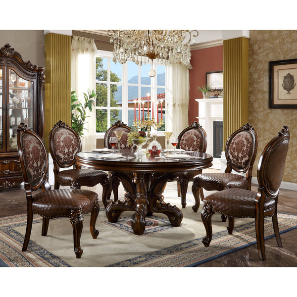 English Elm Brown Oval Back Side Chairs Set of 2 — Brown & Cherry Oval Backrest, Padded Lozenge Cushions, Nailhead Trim B062P185714