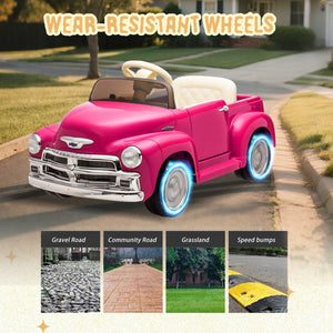 English Elm 12v Chevrolet 3100 Licensed Vintage Pickup Ride on Truck with Led Lights and Parent Remote Pink W1578P214161