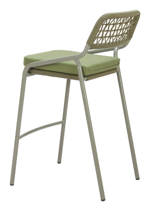 Zuo Modern Rio Barstool Set Of 2 - Premium Outdoor Seating With Stylish Design For Hospitality Spaces Green 100% Olefin,Steel,100% Polyethylene 704169-zuo-modern