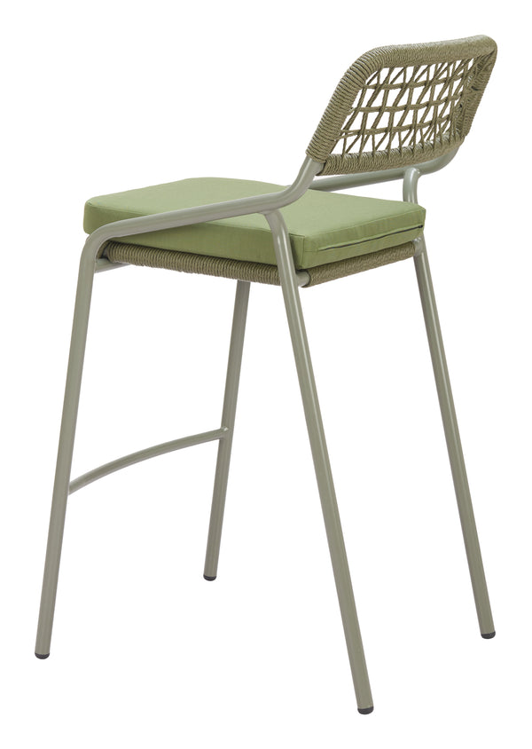 Zuo Modern Rio Barstool Set Of 2 - Premium Outdoor Seating With Stylish Design For Hospitality Spaces Green 100% Olefin,Steel,100% Polyethylene 704169-zuo-modern