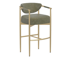 Sunpan HELOISE Barstool - Luxurious Ivanhoe Pine Faux Leather & Gold Stainless Steel Frame for Stylish Comfort 112662