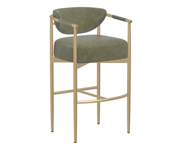 Sunpan HELOISE Barstool - Luxurious Ivanhoe Pine Faux Leather & Gold Stainless Steel Frame for Stylish Comfort 112662
