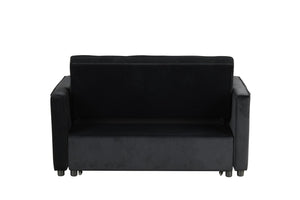 English Elm Maia Velvet Tufted Convertible Loveseat Sleeper with Arm Pockets for Compact Spaces B2749P413195
