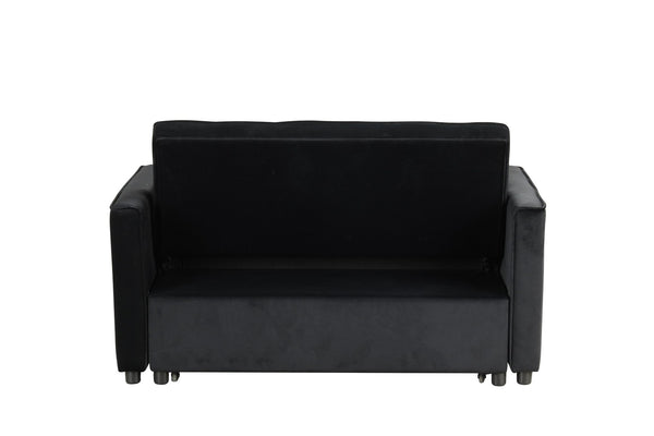 English Elm Maia Velvet Tufted Convertible Loveseat Sleeper with Arm Pockets for Compact Spaces B2749P413195