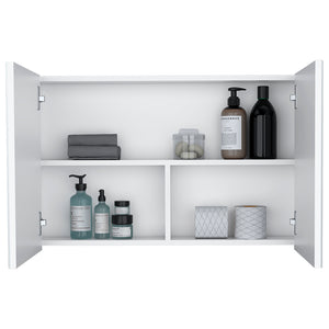 English Elm Medicine Cabinet Mansfield White Mirrored Doors Engineered Wood, Spacious Shelves, Compact Durable Design B092P238734