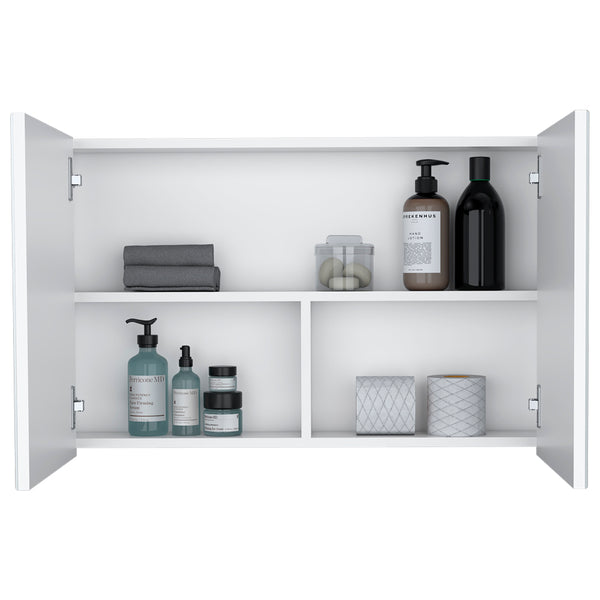 English Elm Medicine Cabinet Mansfield White Mirrored Doors Engineered Wood, Spacious Shelves, Compact Durable Design B092P238734