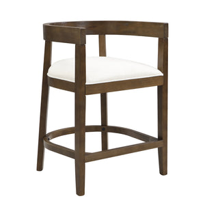English Elm Christopher Knight Home® - Rubberwood Counter Stool Set of 2 with Upholstered U-Shaped Seats, Cutout Barrel Back, Eco Wood Finish Beige N771P197028T