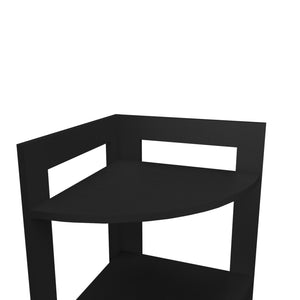 English Elm Gisela Modern Corner Shelf Three-Tier Space-Saving Display Unit for Books Decor and Storage Black 34.2 L x 16.9 W x 2.8 H B128P237171