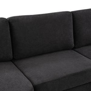 English Elm Christopher Knight Home® - 3-seater Curved Chenille Sofa with Plush 7.5" Seat Cushions and Two Pillows for Stylish Living Black N763S000020B