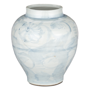 Ming-Style Countryside Preserve Pot: Artisan Porcelain Elegance with Blue Motifs for Timeless Decor