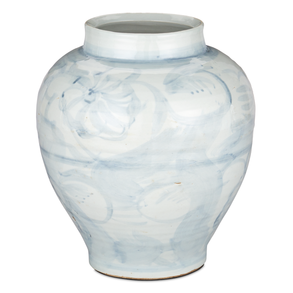 Ming-Style Countryside Preserve Pot: Artisan Porcelain Elegance with Blue Motifs for Timeless Decor
