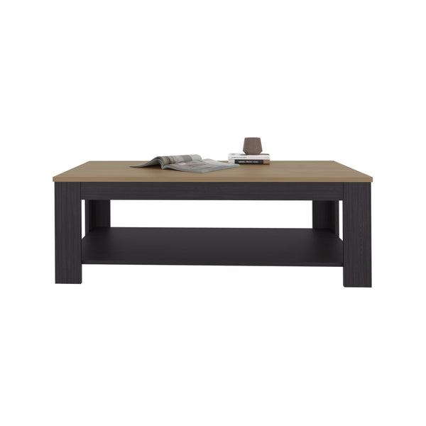 English Elm Cecil Modern Coffee Table with Open Shelf for Storage, Durable Engineered Wood, Sleek Black Finish B070P368080