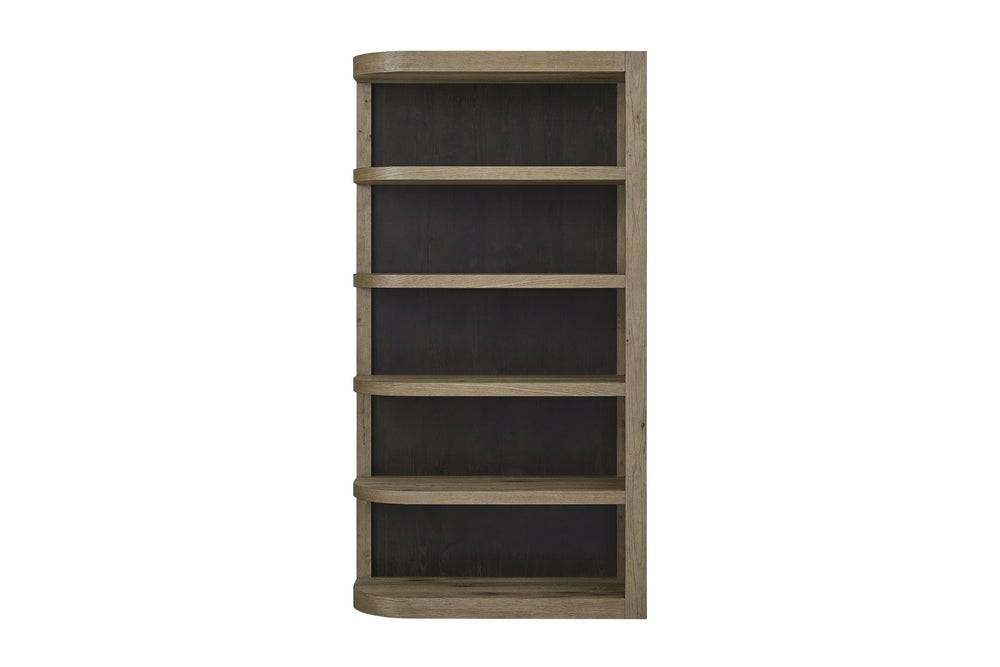 English Elm Reversible Etagere in English Knotty Oak Veneer — Solid Wood/MDF, Reversible Shelving, Sculptural Rounded Fronts B2699P401365